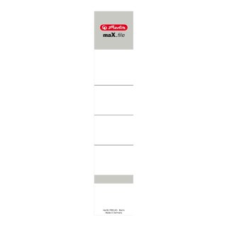 herlitz Ordnerrücken-Etikett maX.file, 5 cm, selbstklebend, weiß 10 Stück