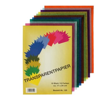 TSI Transparentpapier 17 x 24 cm 10 Blatt färbig sortiert