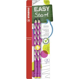 Ergonomischer Dreikant-Bleistift für Linkshänder - STABILO EASYgraph in pink - 2er Pack - Härtegrad B