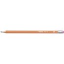 Bleistift mit Radiergummi - STABILO pencil 160 in orange - Einzelstift - Härtegrad HB