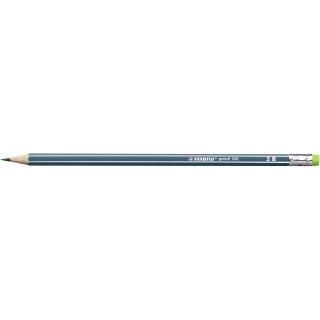 Bleistift mit Radiergummi - STABILO pencil 160 in petrol - Einzelstift - Härtegrad 2B
