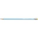 Bleistift mit Radiergummi - STABILO pencil 160 in blau - Einzelstift - Härtegrad 2B