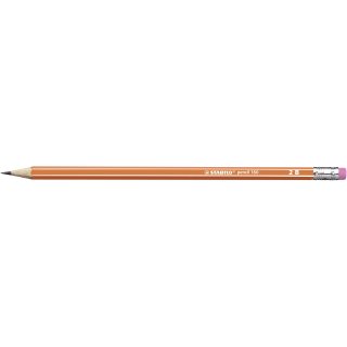 Bleistift mit Radiergummi - STABILO pencil 160 in orange - Einzelstift - Härtegrad 2B