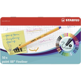 Fineliner - STABILO point 88 - 50er Metalletui - mit 47...