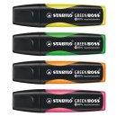 Umweltfreundlicher Textmarker - STABILO GREEN BOSS - 4er Pack - grün, rosa, orange, gelb