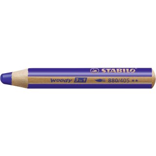 Buntstift, Wasserfarbe & Wachsmalkreide - STABILO woody 3 in 1 - Einzelstift - ultramarinblau
