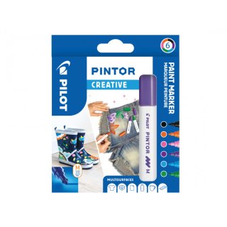 PILOT Pigmentmarker PINTOR, medium, 6er Set "FUN MIX"
