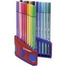 Premium-Filzstift - STABILO Pen 68 Colorparade - 20er Tischset in blau/rot - mit 20 verschiedenen Farben