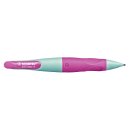 Ergonomischer Druck-Bleistift für Linkshänder - STABILO EASYergo 1.4 in türkis/neonpink - Einzelstift - inklusive 3 dünner Minen - Härtegrad HB