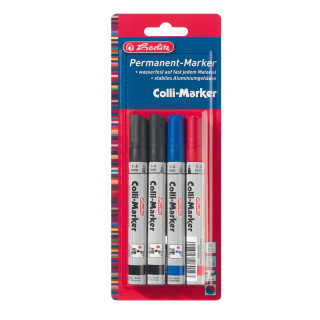 herlitz Colli Marker 1-4 mm 4er Set rot/schwarz/blau