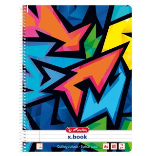 herlitz Collegeblock x.book Neon Art A4 80 Blatt liniert mit Rand