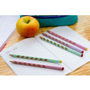 Ergonomischer Dreikant-Bleistift für Rechtshänder - STABILO EASYgraph in pastellgrün und pastellpink - 2er Pack - Härtegrad HB