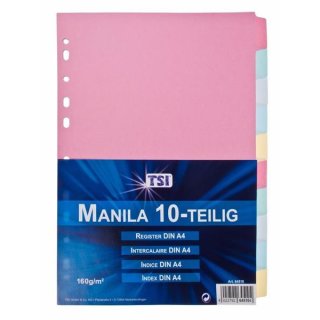 TSI Manila Kartonregister 10-teilig DIN A4