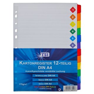 TSI folienverstärktes Kartonregister 12-teilig DIN A4