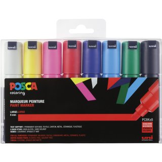 POSCA Acryl Marker PC-8K Breite Spitze 8mm, 8er Set