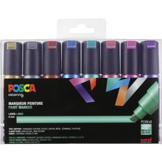 POSCA Acryl Marker PC-8K Breite Spitze 8mm, 8er Set Pastell