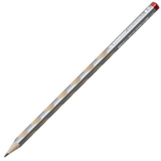 Schmaler Dreikant-Bleistift für Rechtshänder - STABILO EASYgraph S Metallic Edition in Silber - Einzelstift - Härtegrad HB
