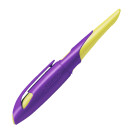 Ergonomischer Schulfüller für Rechtshänder mit Standard-Feder M - STABILO EASYbirdy in violett/gelb - Einzelstift - inklusive Patrone und Einstellwerkzeug - Schreibfarbe blau (löschbar)