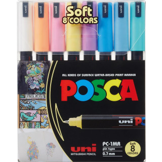 POSCA Acryl Marker PC-1MR Extra Feine Spitze 0,7mm, 8er Set Pastell
