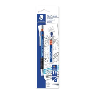 STAEDTLER Druckbleistift Mars micro, blau, 0,5 mm + Feinminen