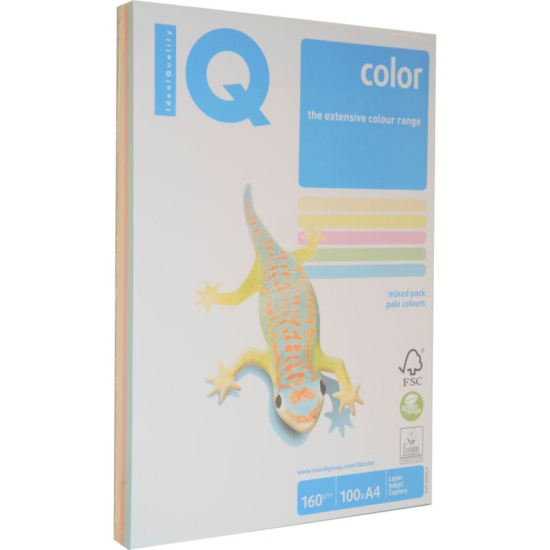 IQ Kopierpapier pastell A4 160g 100 Blatt 5-färbig