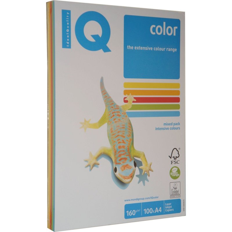 IQ Kopierpapier intensiv A4 160g 100 Blatt 5-färbig