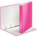 LEITZ Ringbuch WOW, DIN A4, Hartpappe, pink 4-Ring