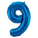 Folat Blauer Folienballon Ziffer / Zahl 9 - 86 cm