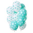 Folat Ballons Punktmuster Minzgrün-Weiß 30cm -...