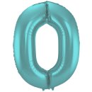 Folat Folienballon Ziffer / Zahl 0 Pastell Aqua Metallic...