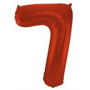 Folat Folienballon Ziffer / Zahl 7 Rot Metallic Matt - 86 cm