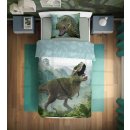 Bettwäsche 140 x 200 cm / 70 x 90 cm Baumwolle "Dinosaurier T-Rex Forest"