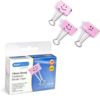 RAPESCO Foldback-Klammern, (B)19 mm, rosa, Emoji