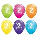 Ballon 28 cm 6 Stück - Happy Birthday 2. Geburtstag...