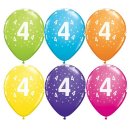 Ballon 28 cm 6 Stück - Happy Birthday 4. Geburtstag...