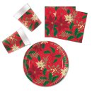 Party-Set 36-teilig "Holly Poinsettia" 23 cm