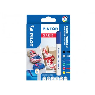 PILOT Pigmentmarker PINTOR, fein, 6er Set CLASSIC MIX