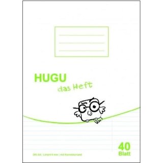 HUGU Schulheft A4 liniert 9mm mit Korrekturrand - 40 Blatt
