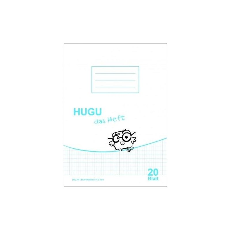 HUGU Schulheft A4 Hochkariert 5 x 9mm - 20 Blatt