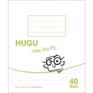 HUGU Schulheft Quart Liniert 10mm mit Mittelstrich 40 Blatt