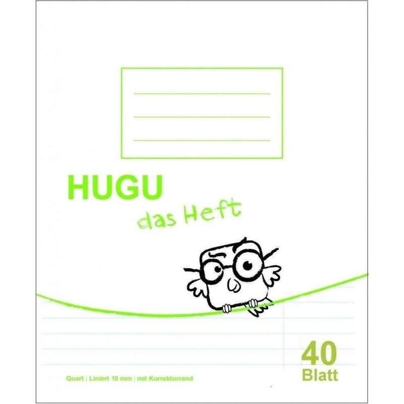 HUGU Schulheft Quart Liniert 10mm mit Korrekturrand 40 Blatt