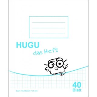 HUGU Schulheft Quart Hochkariert 7 x 9 mm 40 Blatt